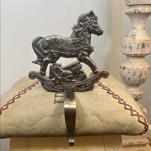 Antique Silver Rocking Horse Stocking holder